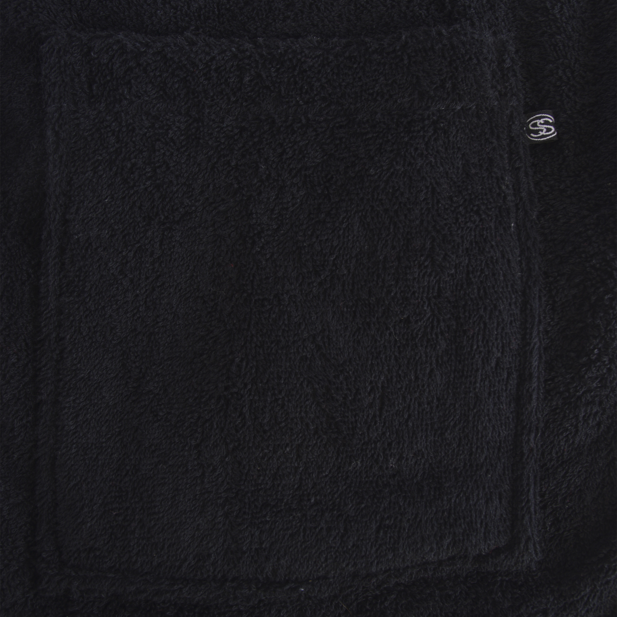 black towelling bathrobe